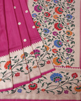 Deep Pink Tussar Saree